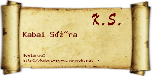 Kabai Sára névjegykártya